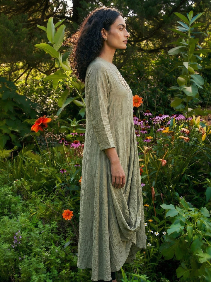 Kunafa Long Cowl with Embroidery Dress