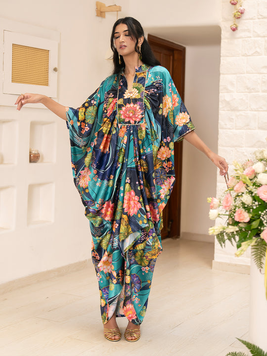 Lotus print kaftan