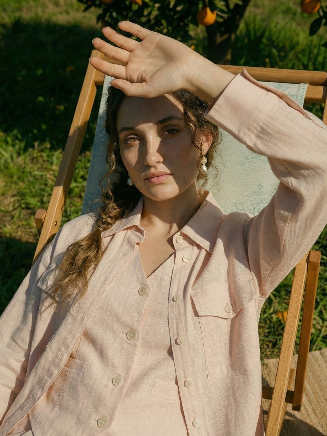 Apricot Cotton Linen Shirt