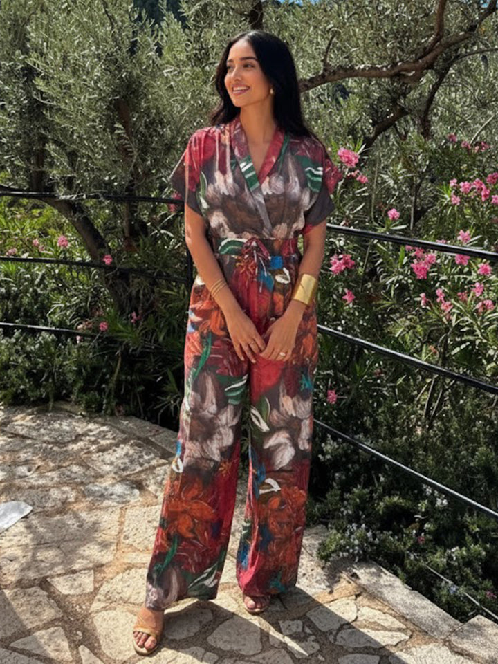 Bloom V-Neck Printed Jumpsuit