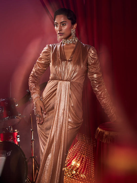 J'adore Metallic Drapped Gown for Women