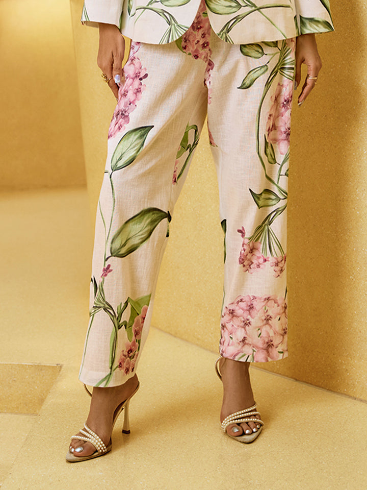 Hoya Floral Linen Straightfit Pants