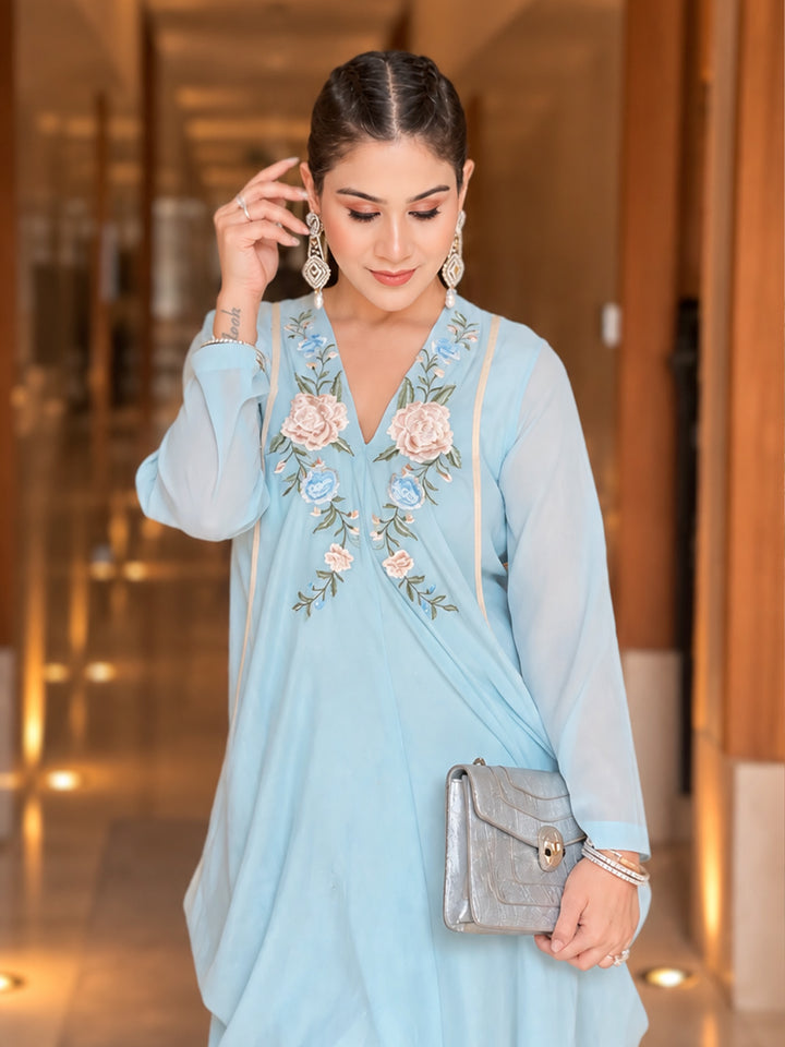 Parsi Embroidery Draped Tunic