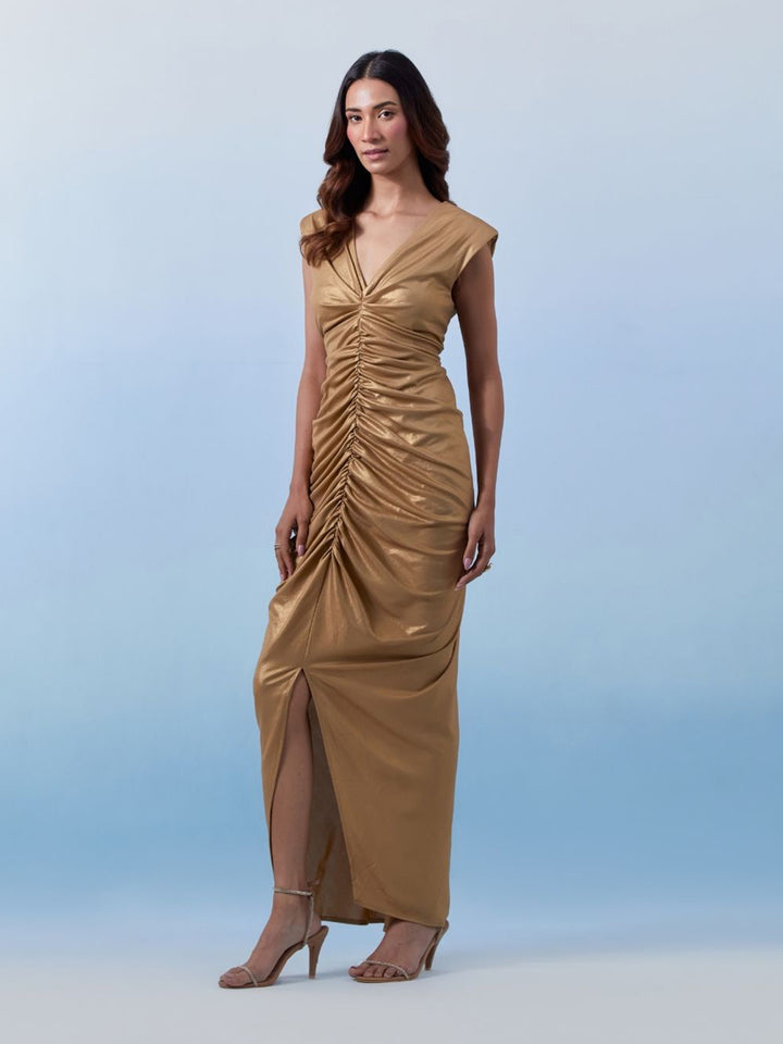 Golden Miami Ruched Dress