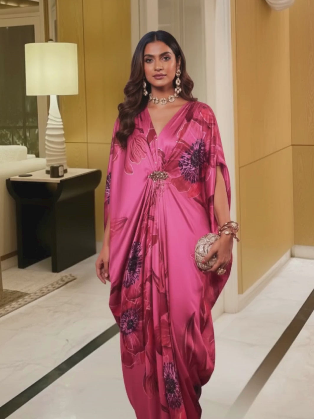 Diva Poppy Print Kaftan