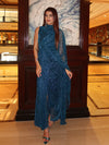 Festive Blue Royal Draped Gown