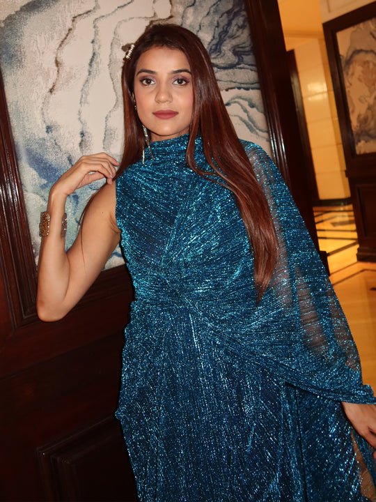 Royale Draped Festive Blue Gown