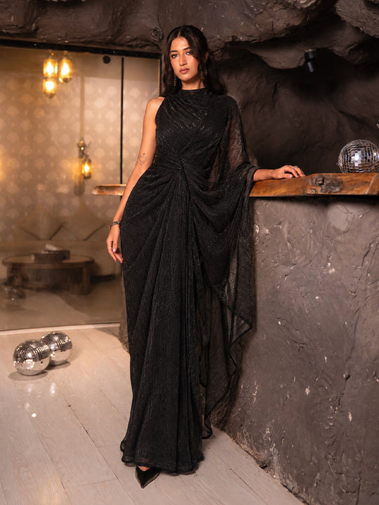 Royale Draped Gown Black