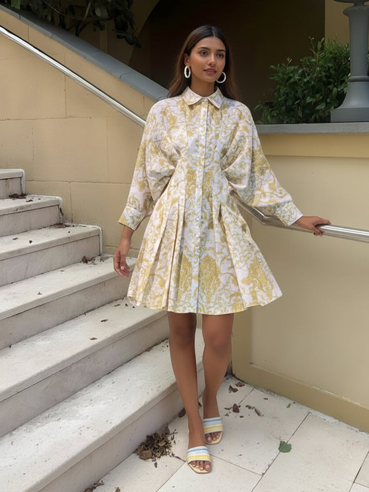 Salerno Cotton Linen Pleated Dress