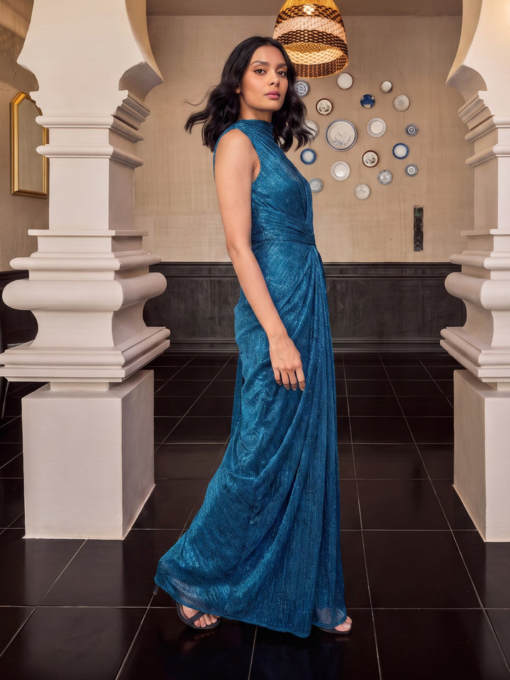 Royale Draped Gown Blue