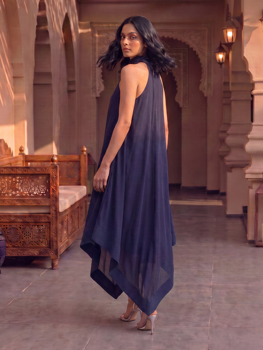 Antares Leather Patchwork Embrodiery Dress