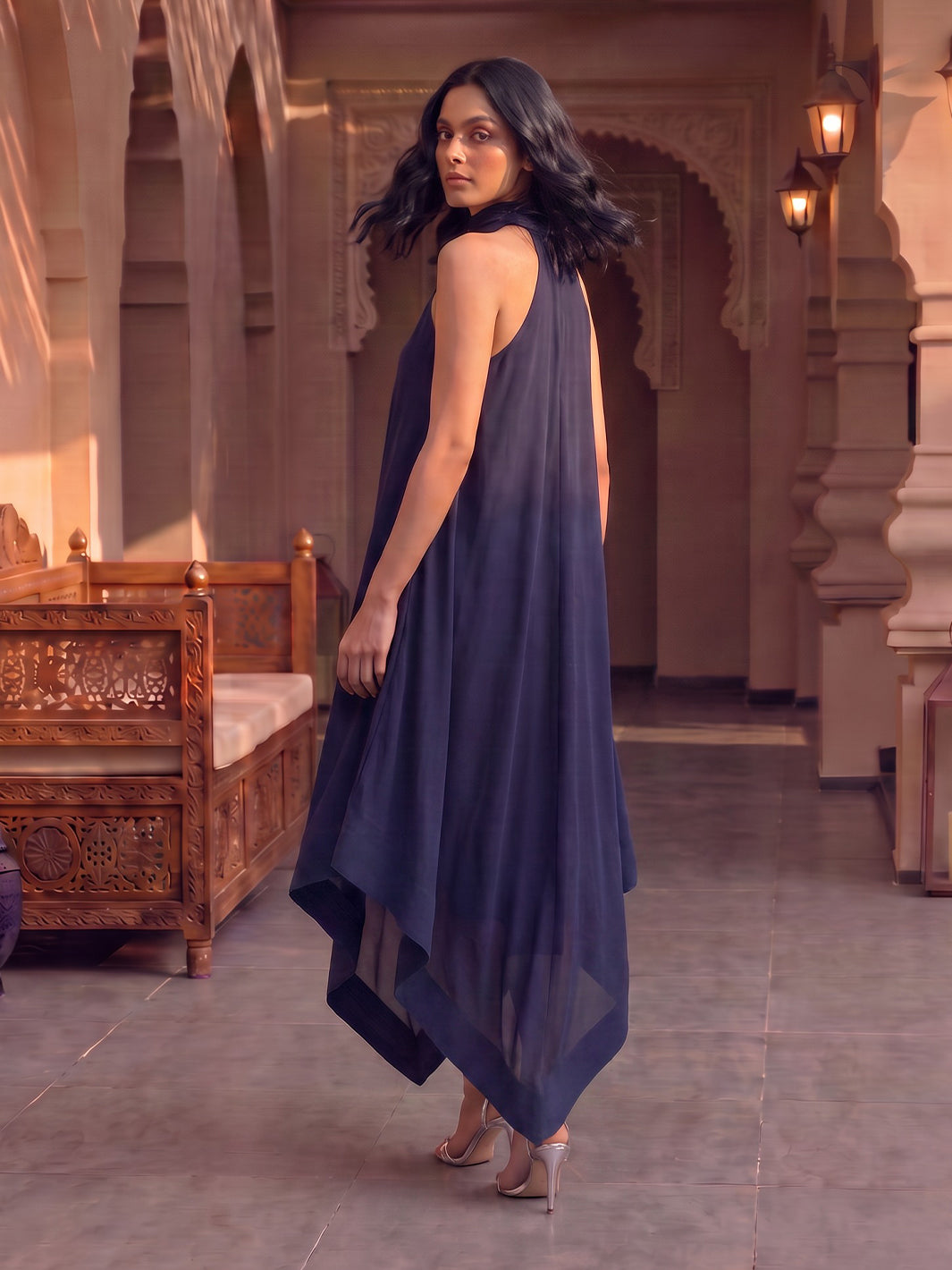 Antares Leather Patchwork Embrodiery Dress
