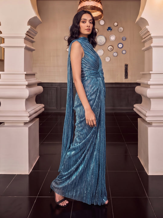 Royale Draped Light Blue Gown