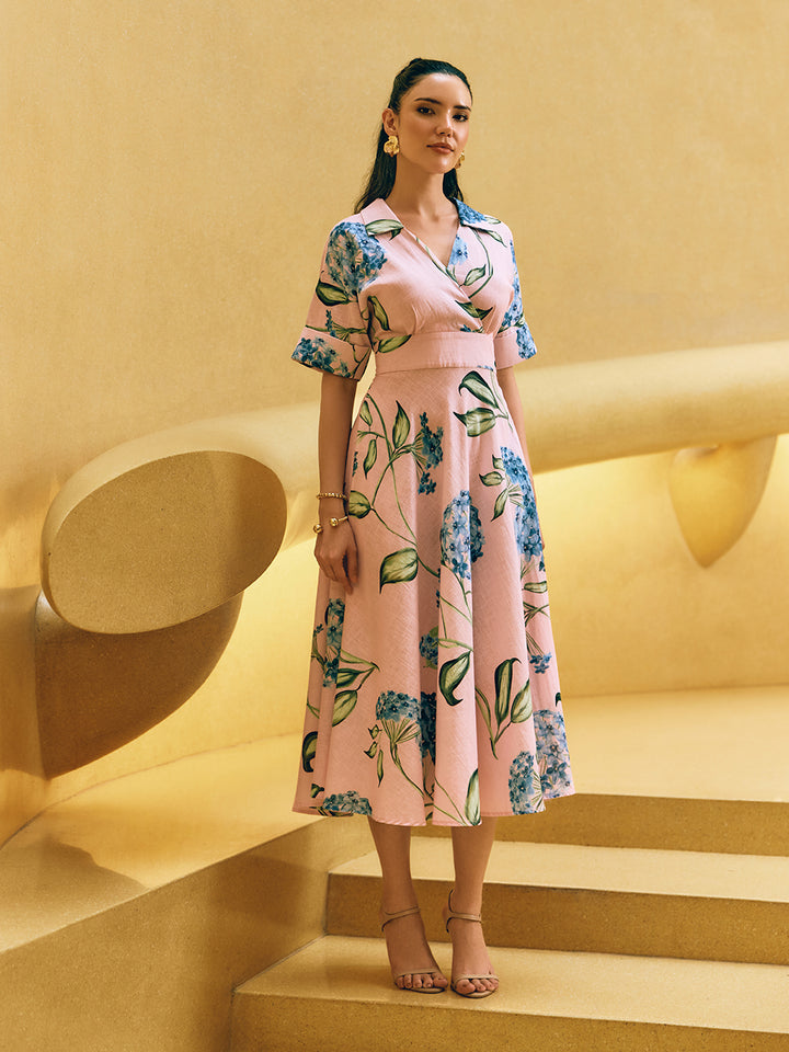 Summer holiday floral midi dress for girls and women