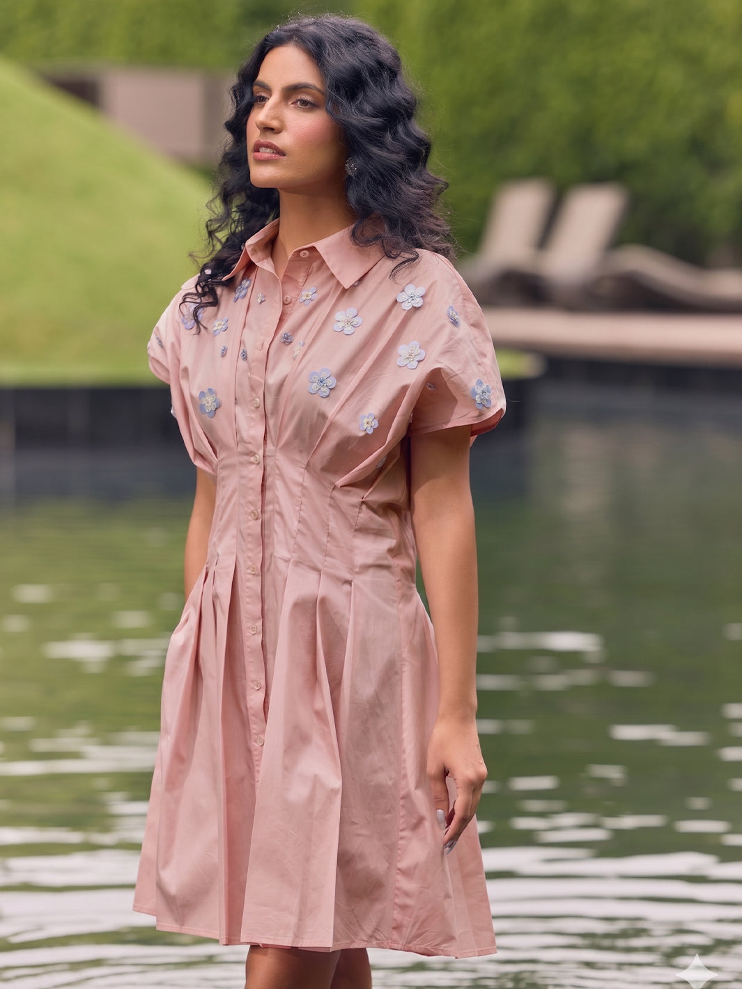 Whipped Flowers Embroidered Peach Dress