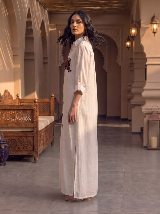 Picante Hand Embroidered Long Shirt Dress