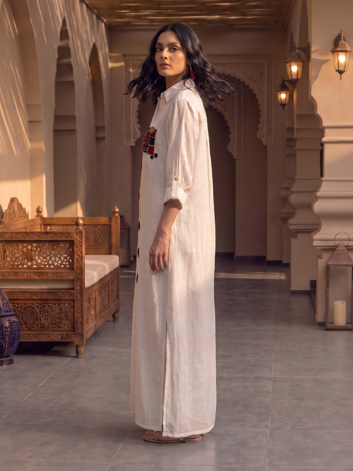 Picante Hand Embroidered Long Shirt Dress