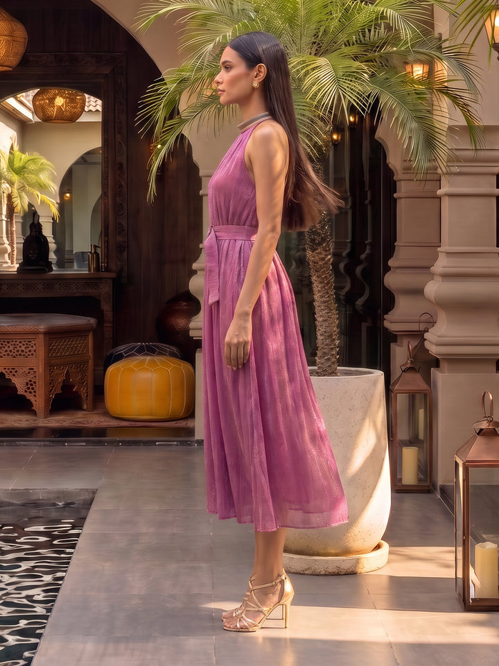 Festive Jumpsuit with Collar Embroidery and Belt