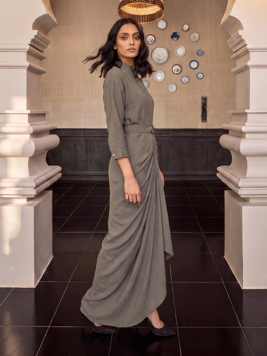 Dove Waldorf Pleated Gown