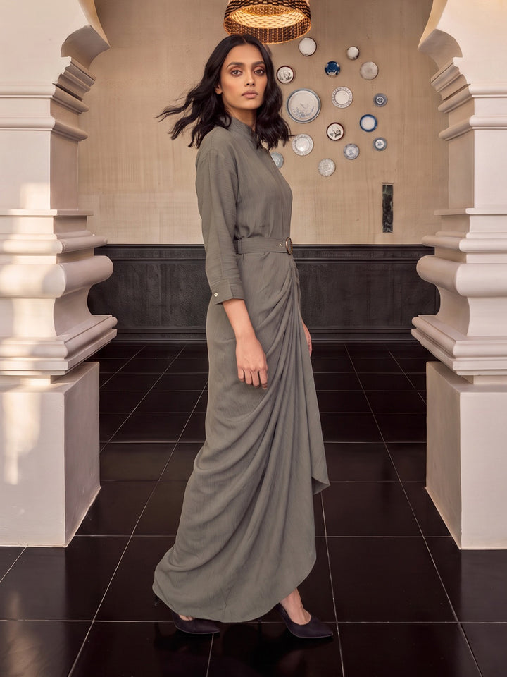 Dove Waldorf Pleated Gown