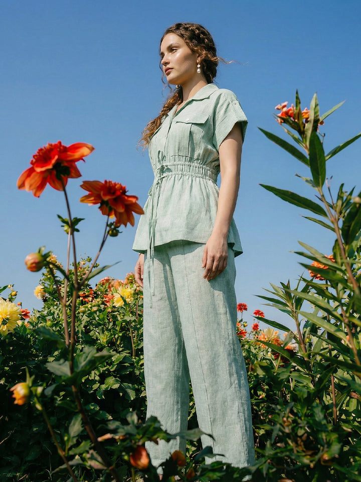 Pistachio Cotton Linen Pants