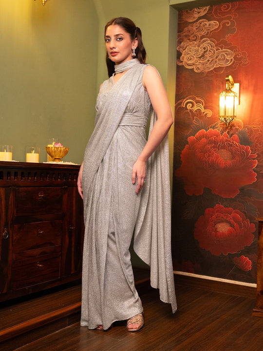Fluid Draped Saree Gown