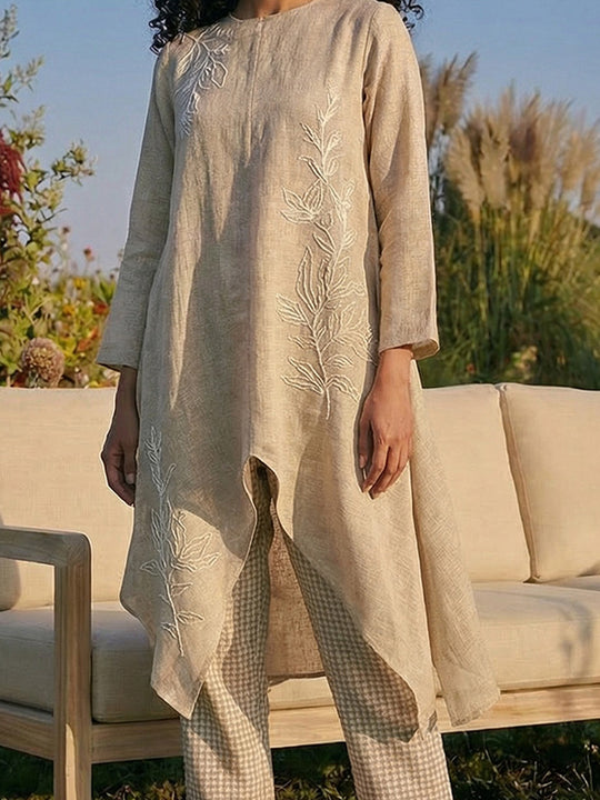 Sandalwood Embroidered Floral Tunic