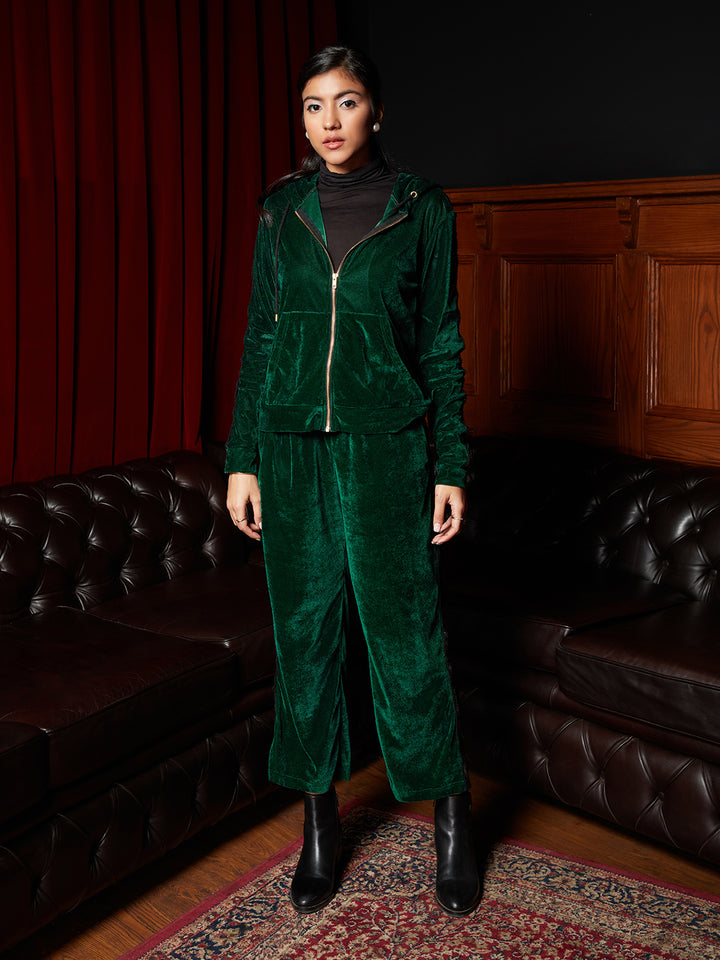 Zion Green Velvet Tracksuit With Pants 1