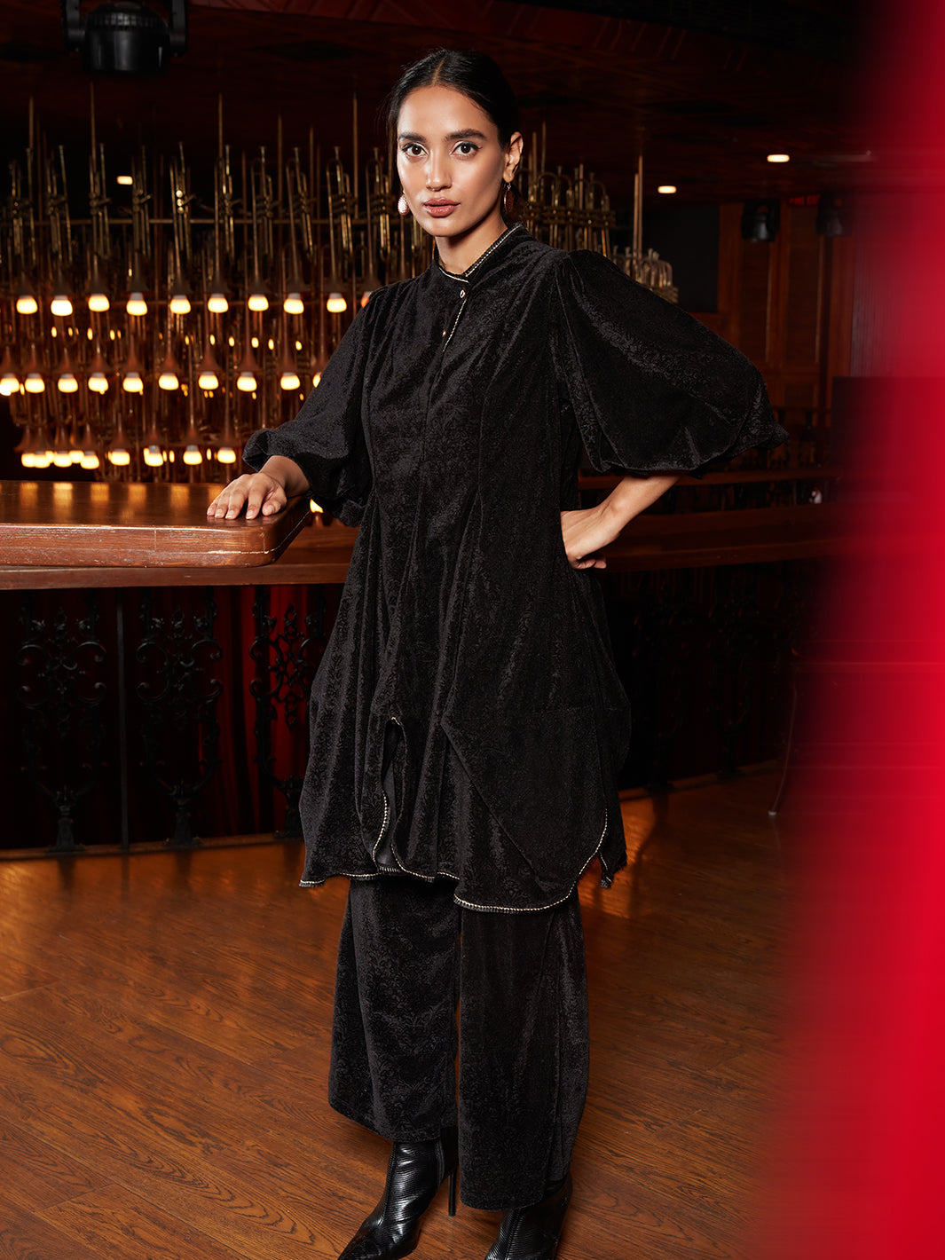 York Embossed Velvet Tunic with Pant Set 1