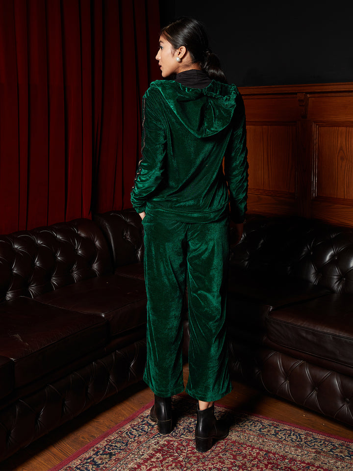 Zion Green Velvet Tracksuit With Pants 2