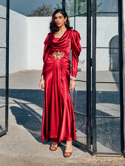 RUBY PLEATED GOWN
