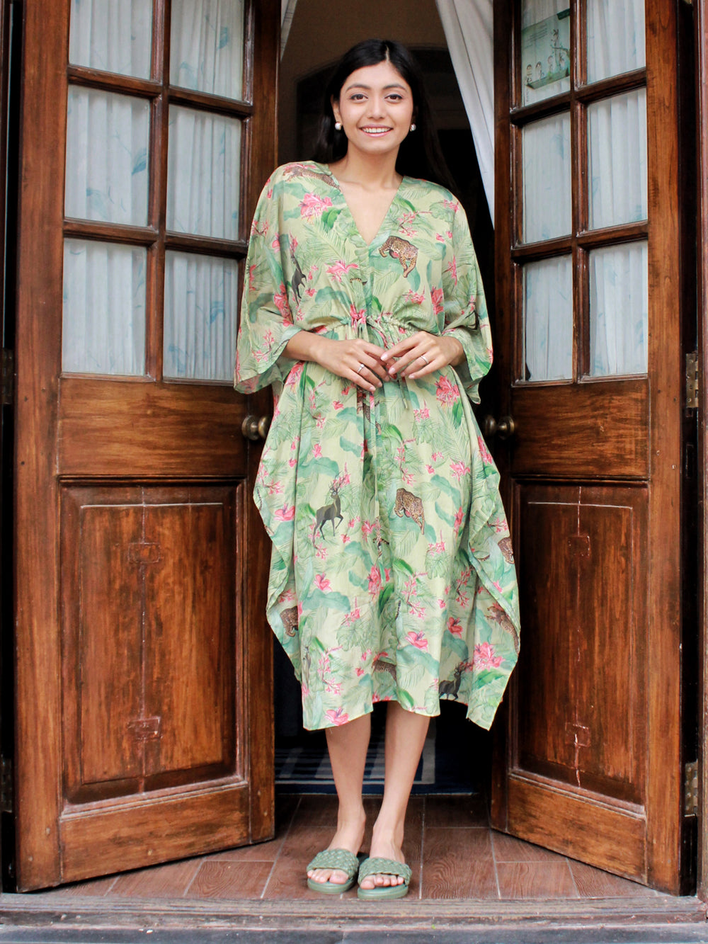 Tropical Drawstring Kaftan