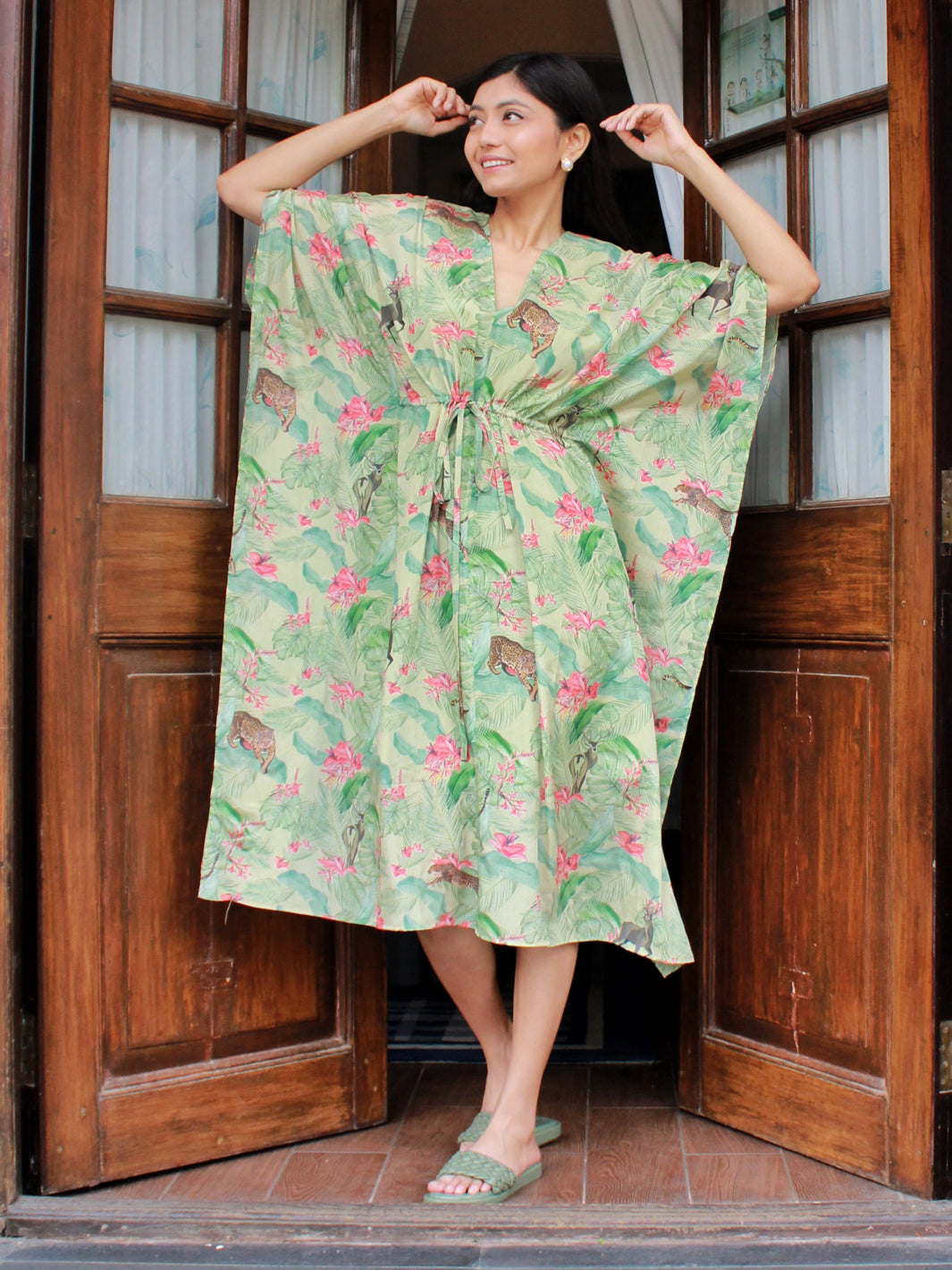 Tropical Drawstring Kaftan 2