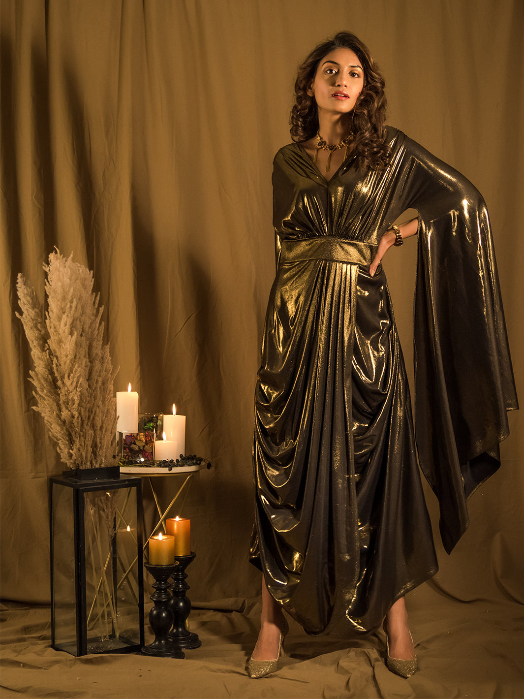 Le Bain Gold Metallic Gown 4